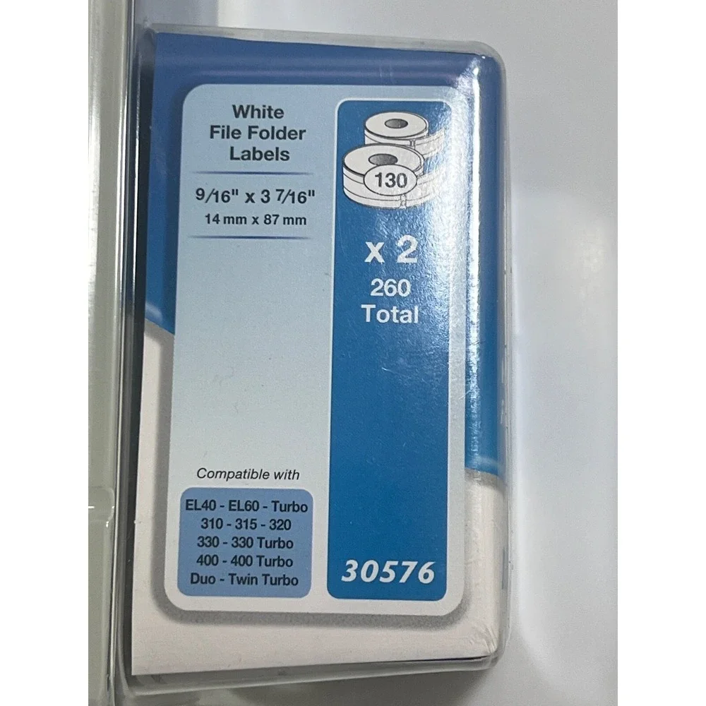 Dymo 30576 LW White File Folder Labels 9/16